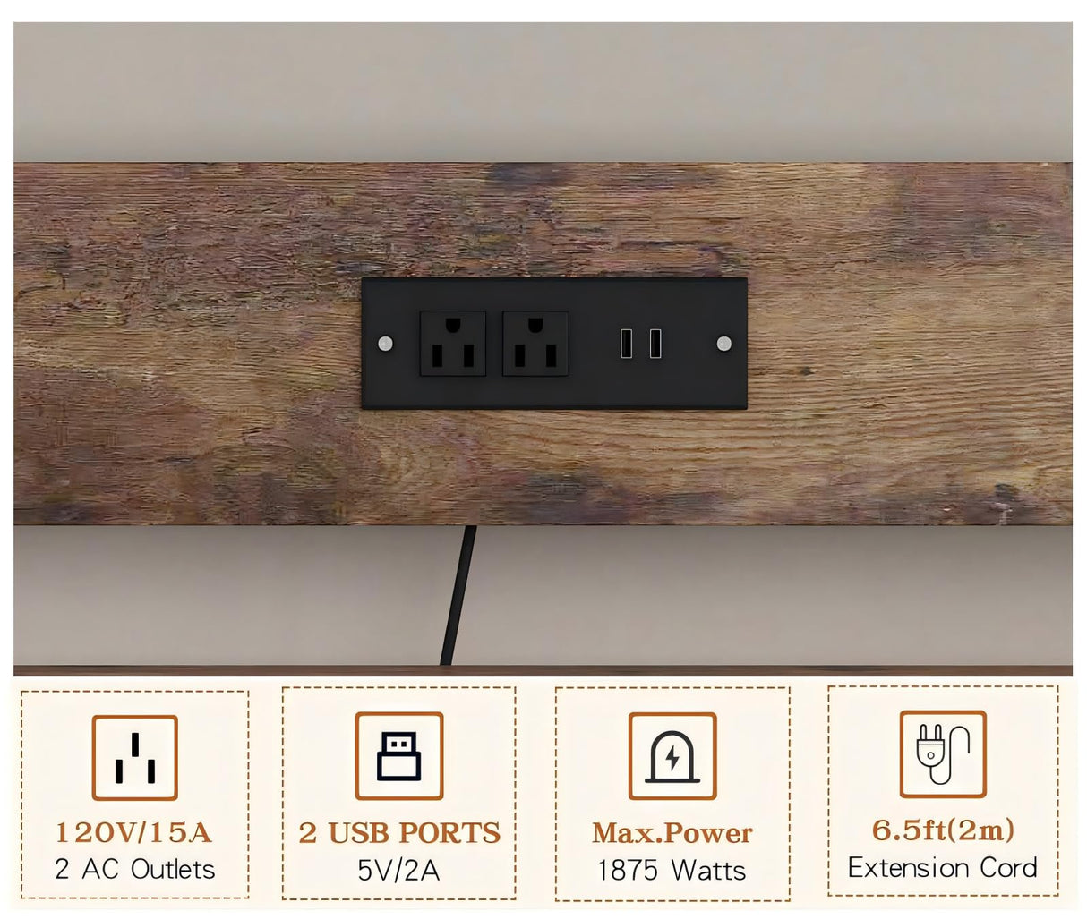 METYERRY Adjustable 4-Tier Heavy Duty Kitchen Baker's Rack with Power Outlet, with Industrial Wheels, Free Standing Microwave Oven Cart Stand for Storage in Living Room, Garage, Rustic Brown METYERRY