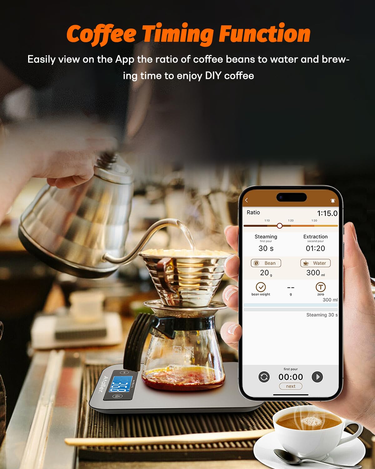 Ataller Smart Food Scales with Nutritional Calculator, Smartphone App with 26 Nutrients Tracking, Calorie, Marco, Digital Kitchen Weight Grams and Ounces for Weight Loss, 11 Pounds, Stainless Steel Ataller