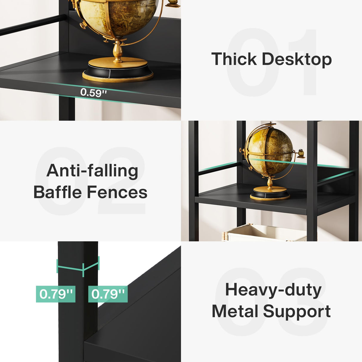 Tribesigns 78.7" Arched Industrial Wood 6-Tier Bookshelf with Metal Frame - Black Storage Organizer Tribesigns