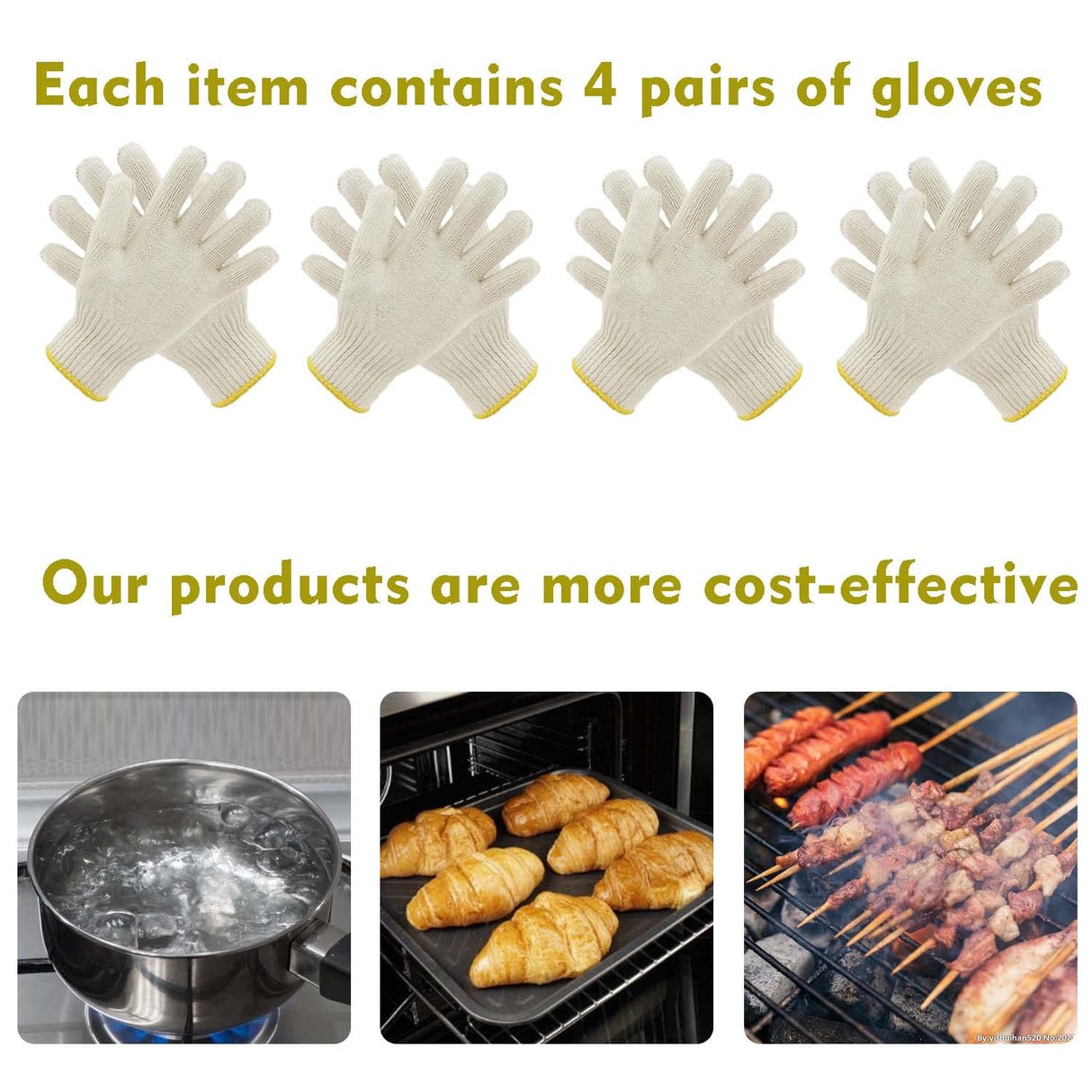 4 Pairs Oven Gloves with Fingers,Heat Resistant Gloves for Cooking,Grill Gloves,BBQ Gloves,Heat Resistant Gloves for Sublimation for Men/Women SAIDIC