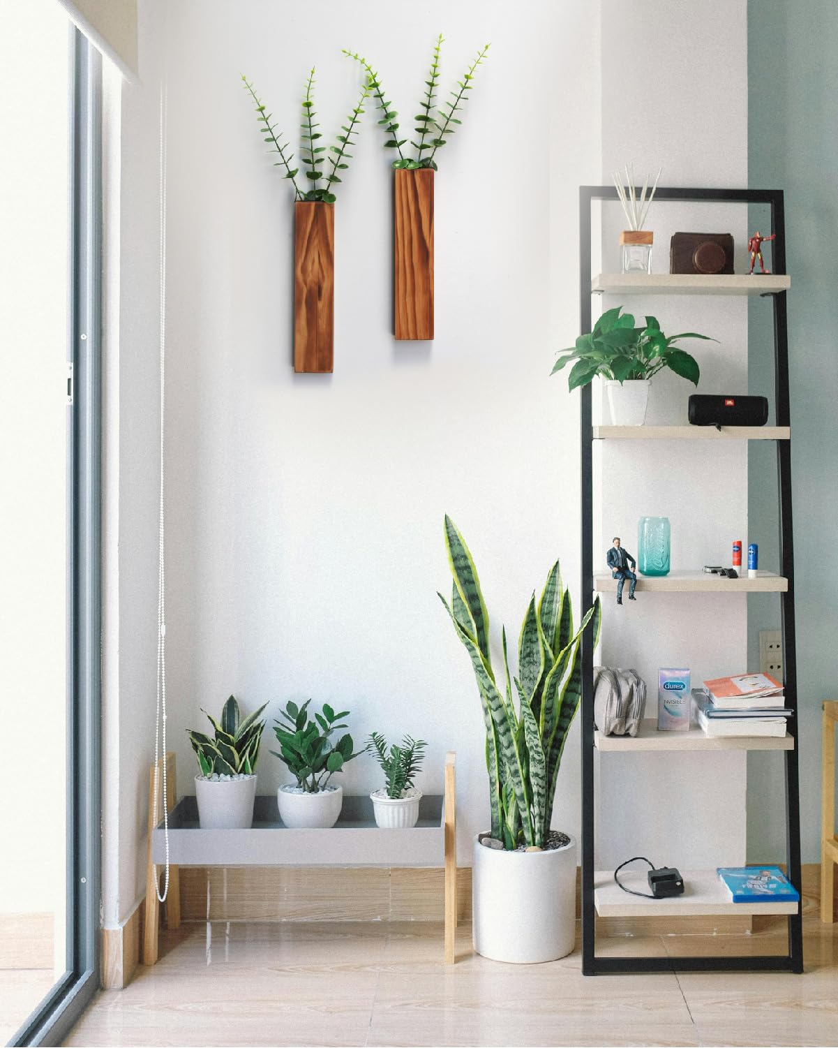 MHYGJQA Wood Wall Planter for Indoor Plants,2 Pack Bathroom Wall Decor,Handmade Wood Wall Vase for Bedroom,Living Room,Hanging planter for Dried Flower Faux Greenery,Modern Farmhouse home Decor(Brown) MHYGJQA