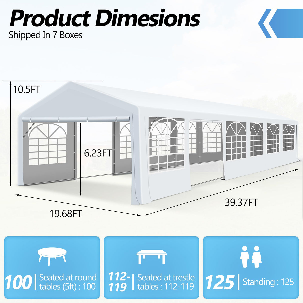 Outdoor Heavy Duty Party Tent Large Canopy Wedding Event Shelter Carport with Removable Sidewalls & 4 Sand Bags for Patio Outdoor Garden Events, White (20x40 FT) HOWSVN