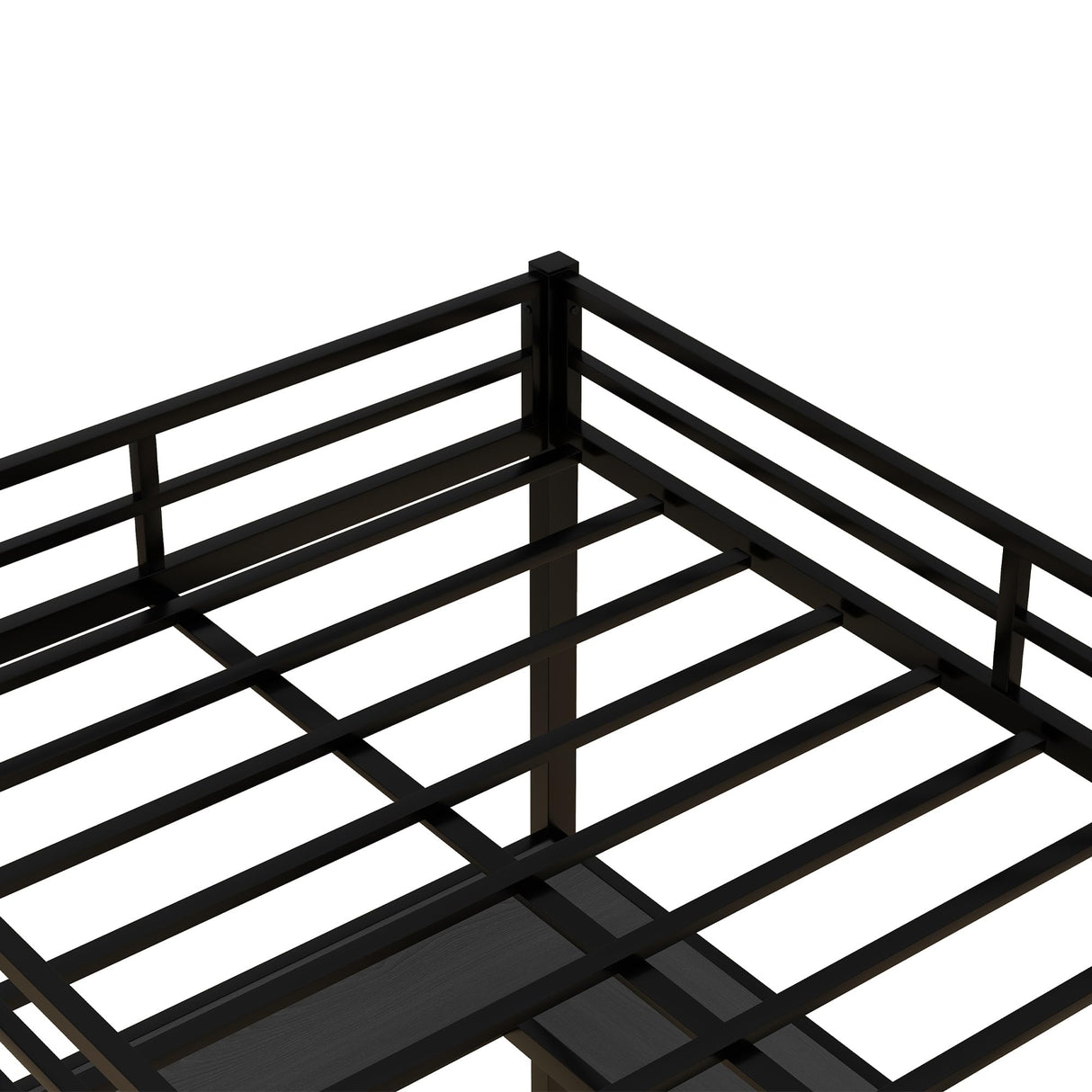 Full Size Loft Bed with Desk and Storage Shelves, Heavy Duty Metal Loft Bed with Black Desk and Guardrail, Full Size Loft Bed for Kids, Teens(Full Black Desk) Bellemave