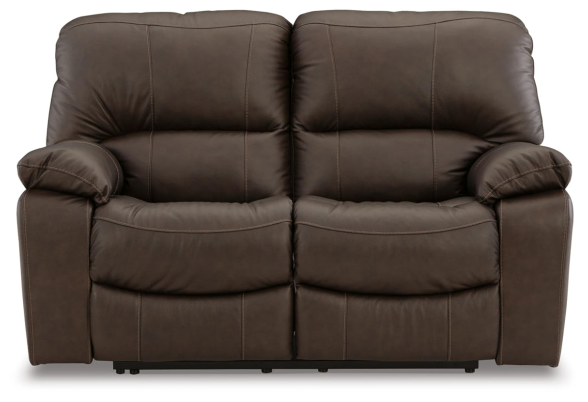 Signature Design by Ashley Leesworth Modern Leather Match Power Reclining Loveseat with USB Ports, Dark Brown Signature Design by Ashley