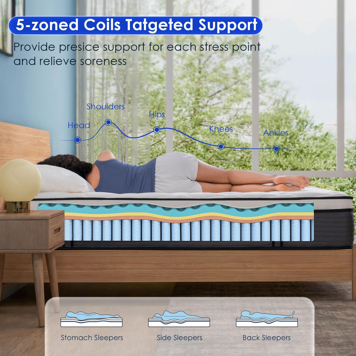 Queen Mattress, 12 Inch Queen Size Hybrid Mattress in a Box, Gel Memory Foam & Individually Pocket Innerspring Hybrid Bed, Medium Firm CertiPUR-US Certified & Fiberglass Free QUEEN ROSE