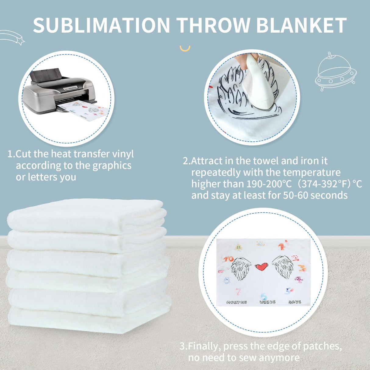 Preboun 10 Pcs Sublimation Throw Blanket Thick Plush Blankets Soft Fuzzy Blanket White Blank Blanket for DIY Custom Personalized Sublimation Photo (30 x 40 Inch) Preboun
