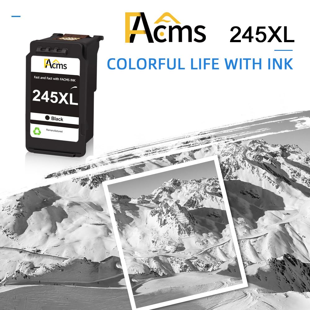 PG-245XL Black Ink Cartridge Replacement for Canon PG-245 PG-245XL 245XL Black Ink for PIXMA MX490 TR4520 TS3322 TR4522 TR4500 TS3122 TS3300 MX492 MG2522 TS3320 TS3100 Printer(1 Black) FACMS