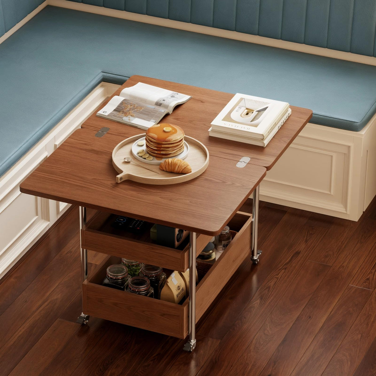 Flip Top 2-in-1 Multi-Function Coffee Table on Wheels, Extendable Center Table with Storage and Hidden Compartment, Convertible End Table Side Table Small Dining Table for Apartment Small Spaces CycleCrew