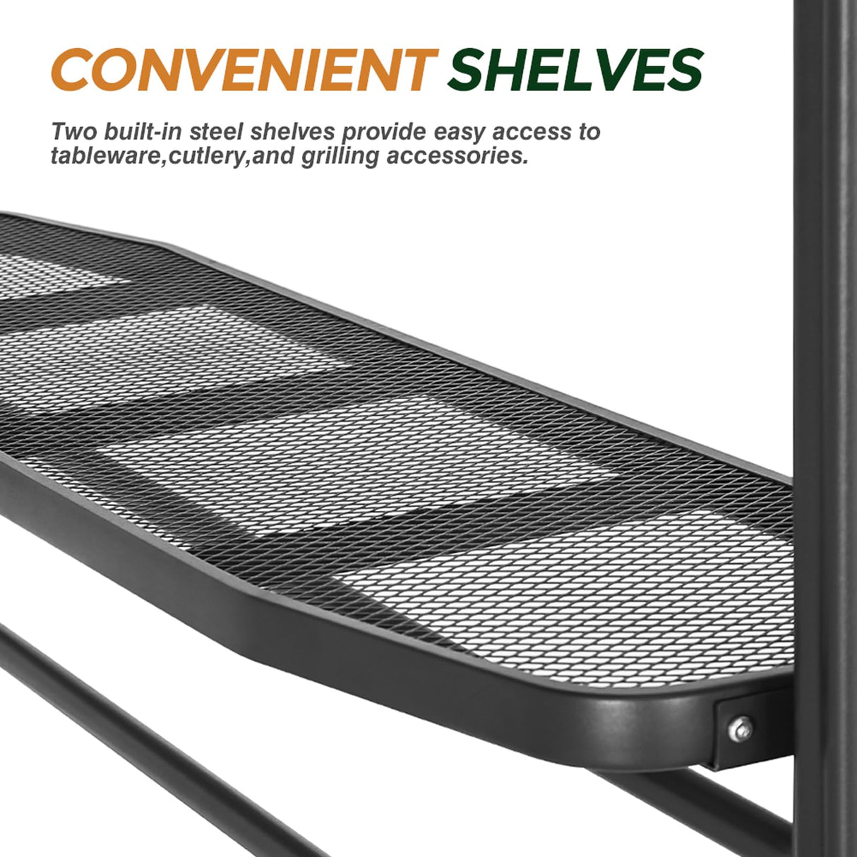 COOS BAY 8x5 Barbeque Grill Gazebo Outdoor BBQ Gazebo Canopy, Steel Frame Double-Tier Polycarbonate Top Canopy with Shelves Serving Tables COOS BAY