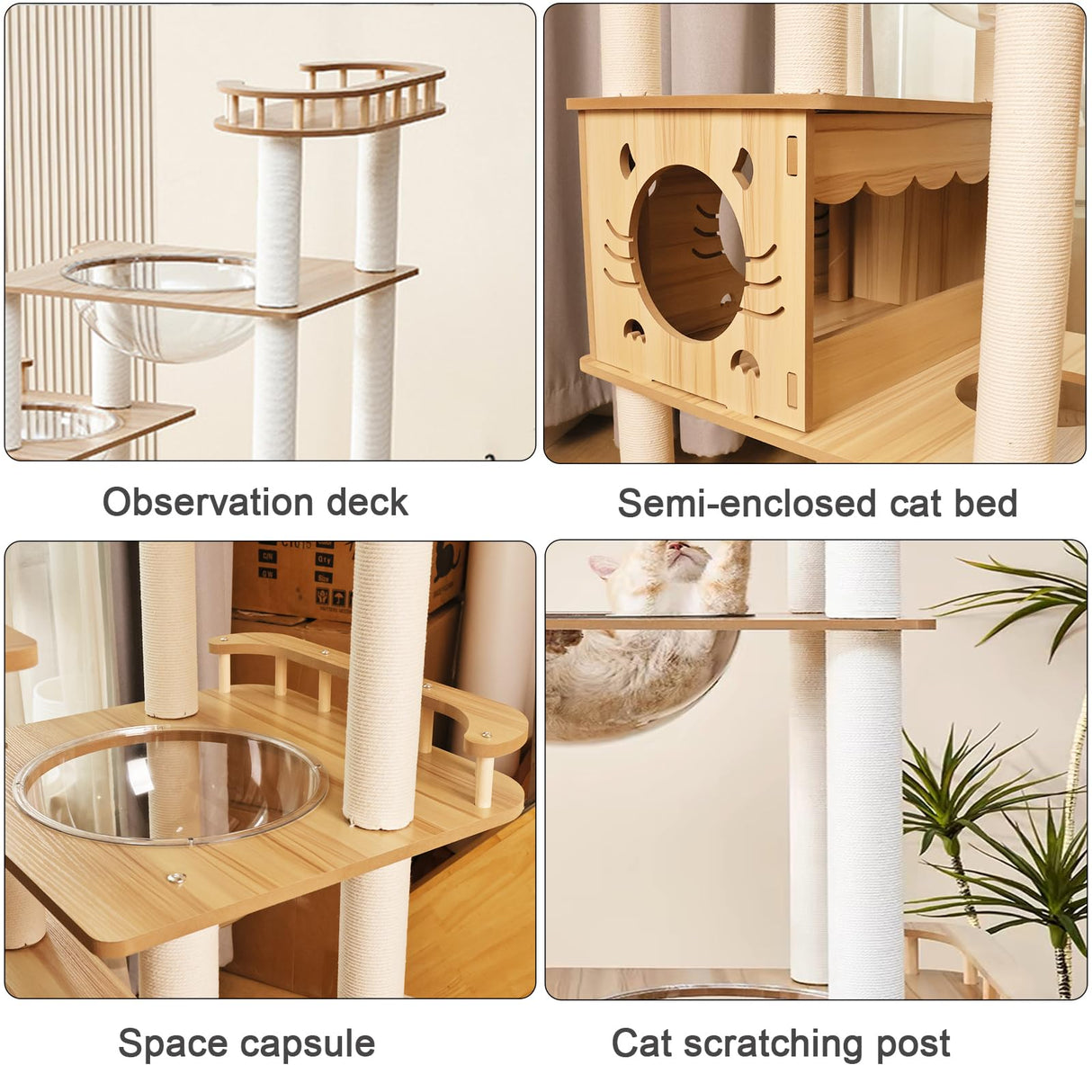 Yinanroa 73-Inch Cat Tower for Multiple Cats, Cat Tower for Large Cats, Slim, Stable, Freestanding, Popular,Prevents Cats from Falling, Space Saving, Wooden Cat Tower 20lb (8782) Yinanroa