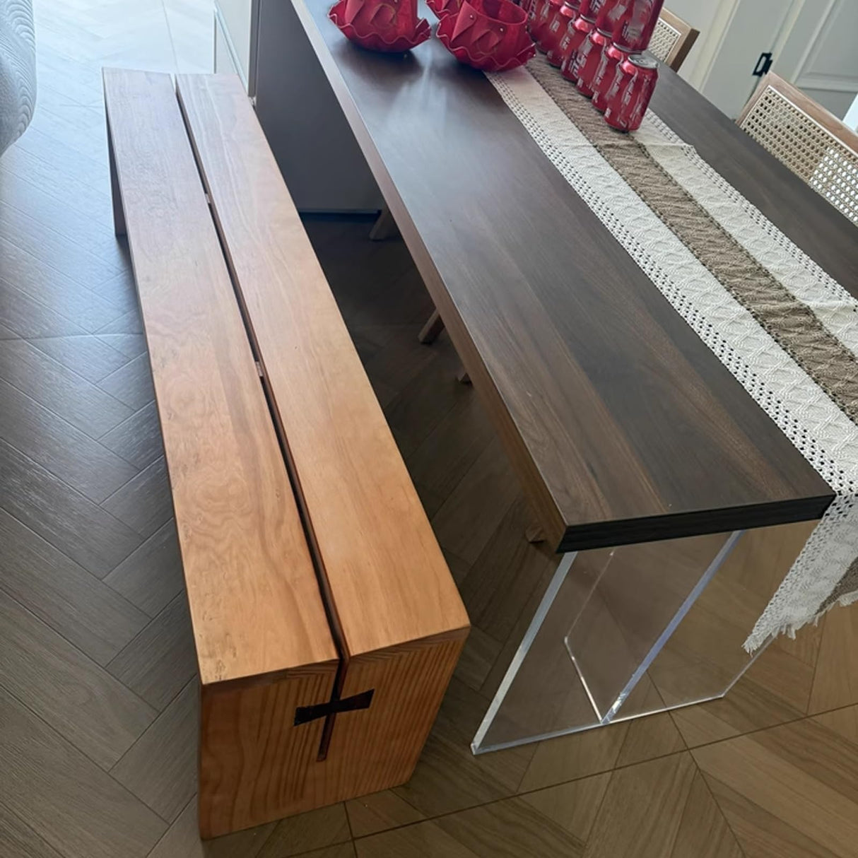 YLLSMGS Outside Bench Front Porch Bench Pine Farmhouse Armless for Kitchen Entry Way Hallway Living Dining Room Window Bedroom(Brown,100 * 32 * 45cm/39 * 13 * 18in) YLLSMGS