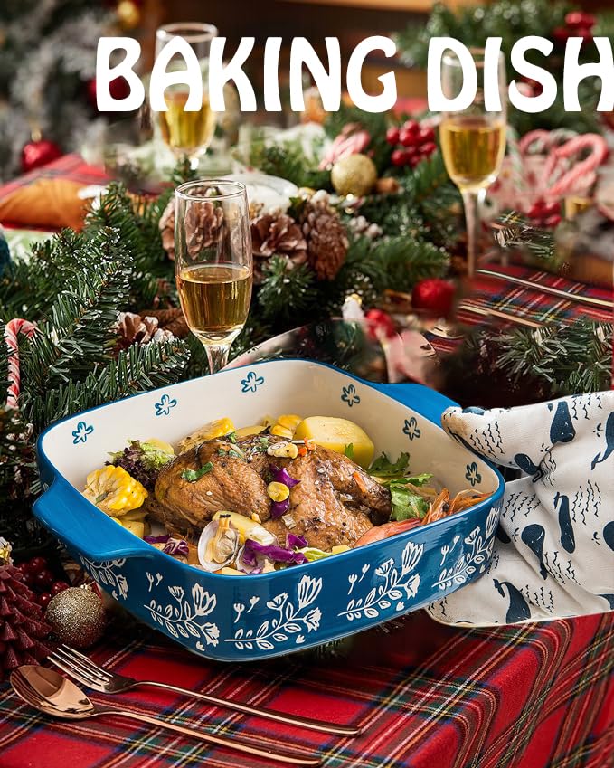 Wisenvoy Baking Dish Ceramic Brownie Pan 9x9 Baking Pan Casserole Dish Lasagna Pan Square Rose Dish Pan Bakeware Sets Wisenvoy