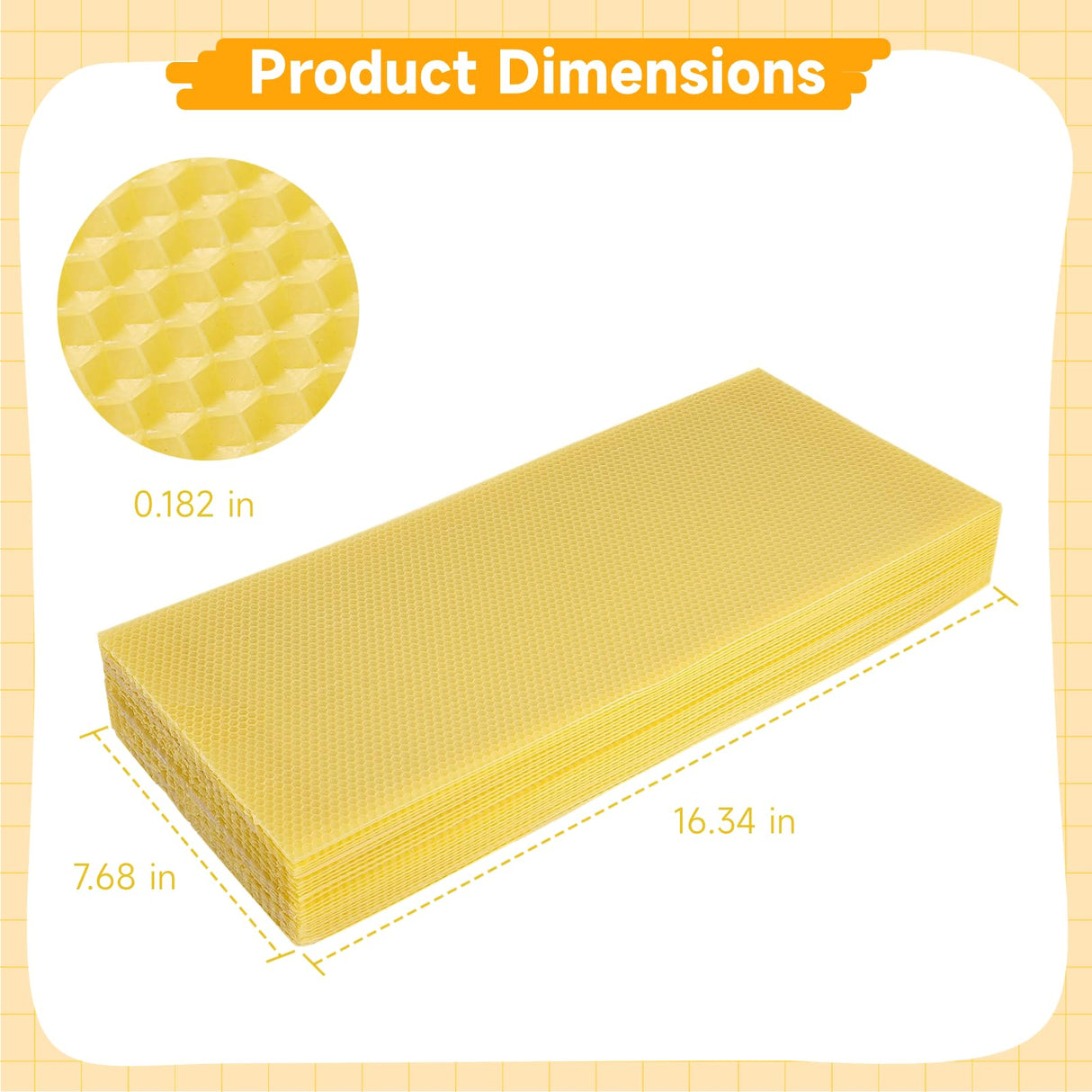60-Pack Beeswax Sheets, 16-1/3 inch x 7-2/3 inch,Beehive Wax Foundation, Beeswax Foundation Sheet, Beeswax for Candle Making Beekeeping Varku