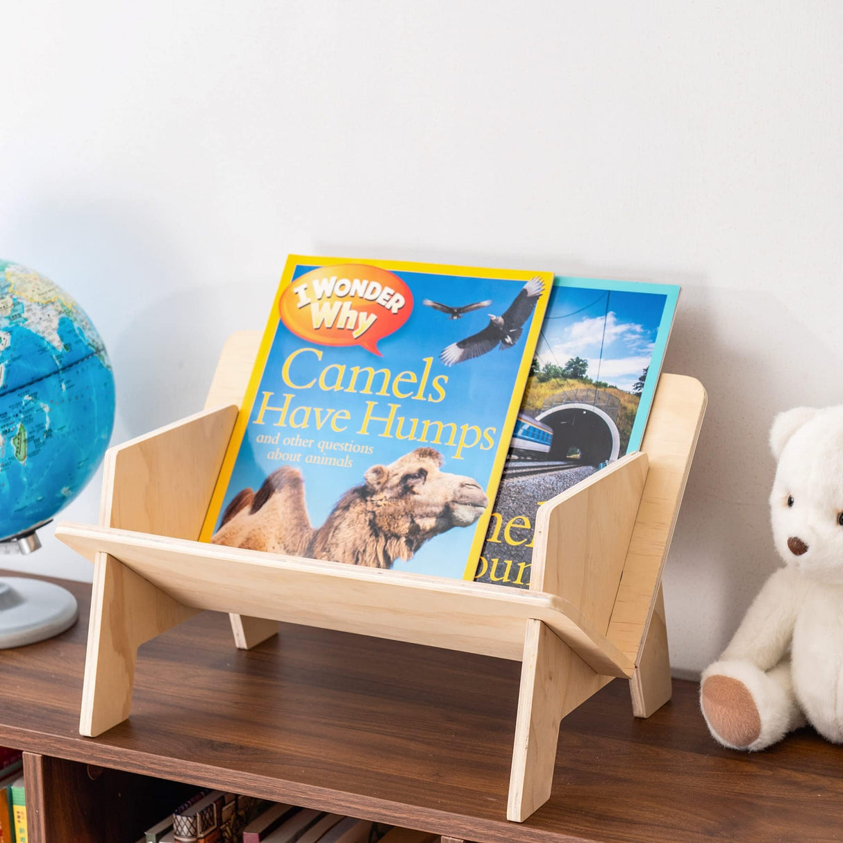 Eiyye Wooden Tilted Tabletop Bookshelf, Kids Bookcase, Rustic Desktop Storage Organizer Display Bookshelf, Wooden Tabletop Tilted Bookcases for Books, CDs Eiyye