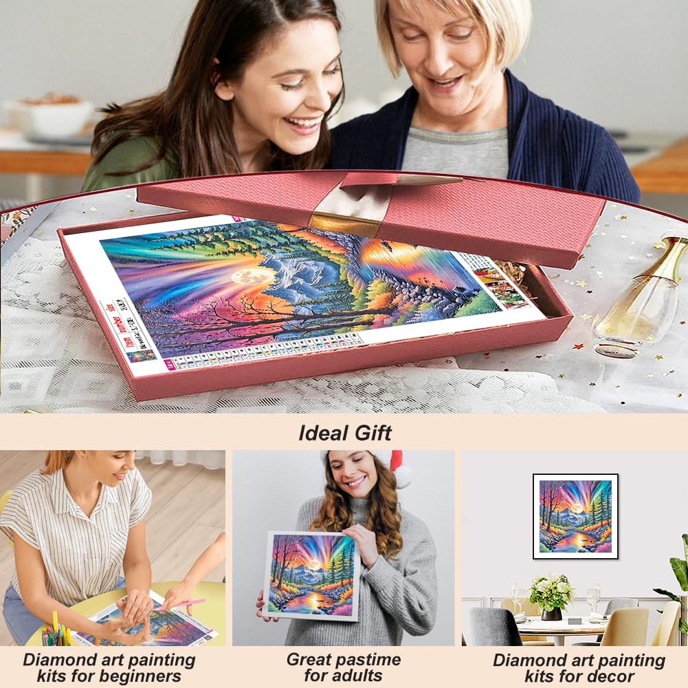 SJUTOUCI Diamond Painting Kits for Adults, Landscape Diamond Art Kits for Beginners, 5D DIY Aurora Diamond Bead Art, Full Drill Gem Craft Home Decor 12x12 inch SJUTOUCI