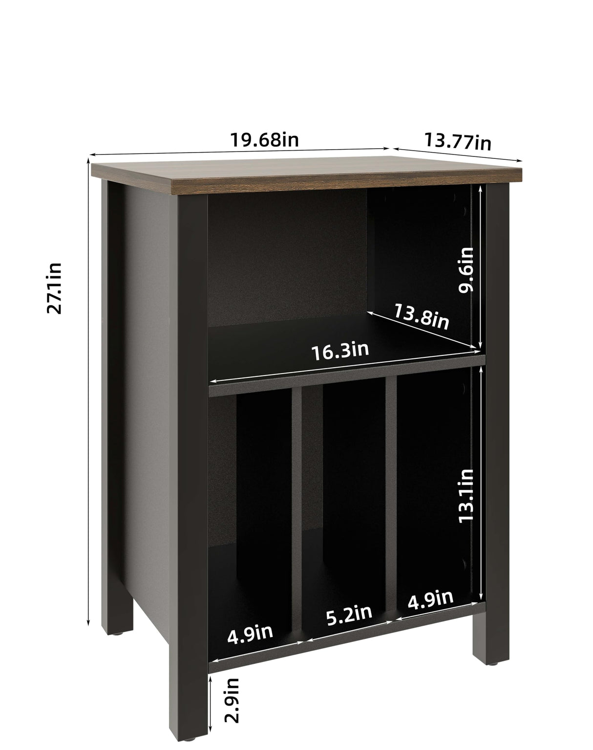 Record Player Stand, Vinyl Record Storage Table End Table with Display Shelf Holds up to 130 Albums, Large Nightstand Wood Turntable Stand Cabinet Side Table for Living Room, Bedroom, Black LIDYUK