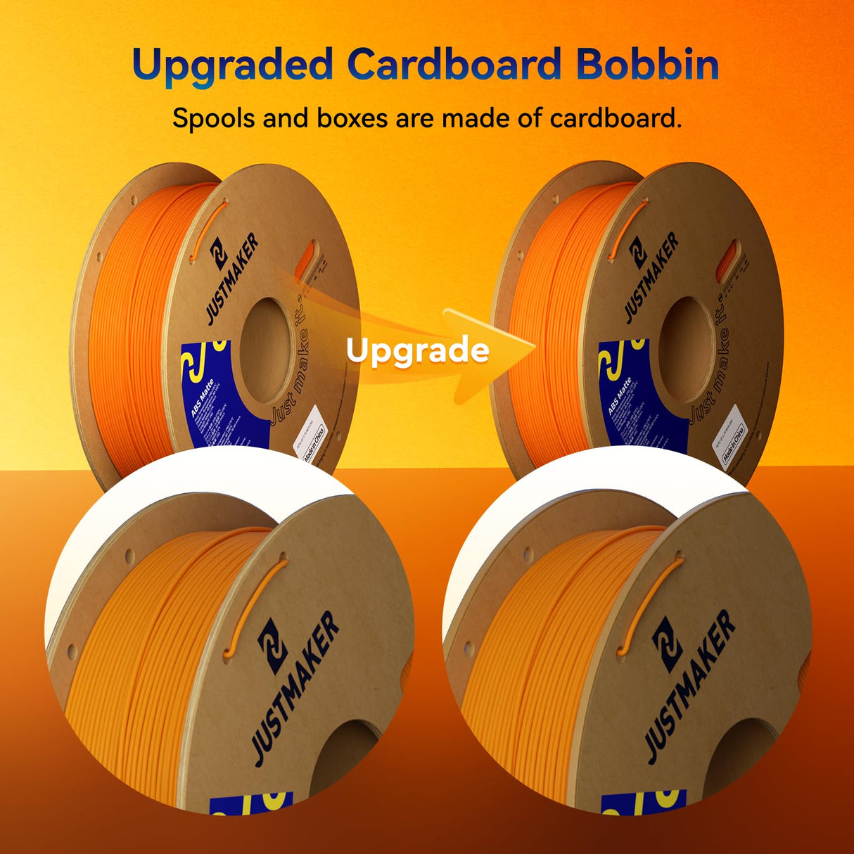 JUSTMAKER ABS Matte 3D Printer Filament, Upgraded Strength Heat Resistant Filament, Matte Surface with Cardboard Spool, Dimensional Accuracy +/-0.03mm, 1.75mm, 1 kg (2.2 lbs), Black JUSTMAKER