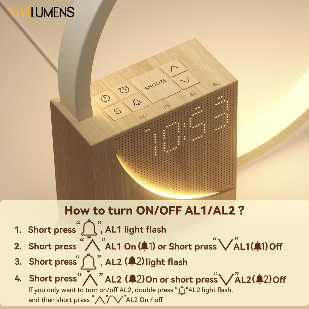 Vivilumens Sunrise Alarm Clock for Heavy Sleepers Adults, Wake-up Light, Sleep Aid 10 White Noise Sound Machines with 30/60/90 Timer, 3 Level Dimmable Touch Table Lamp with Snooze USB Charger Port Vivilumens