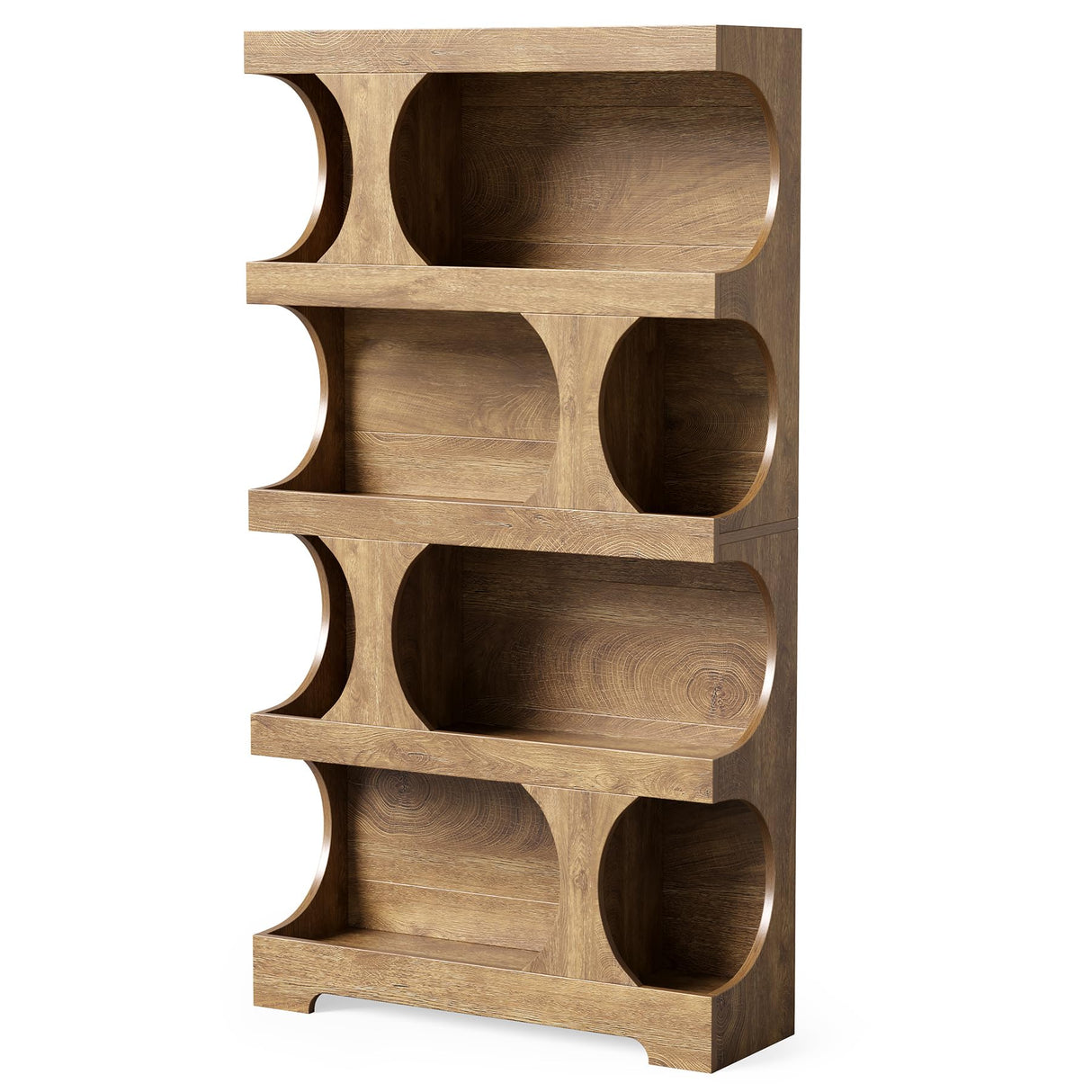 LITTLE TREE 4-Tier Large Bookshelf, 70.8-Inch Tall Bookcase with Storage Shelves, All Wooden Modern Display Rack, Big Open Book Shelf for Living Room, Bedroom, Office, Oak LITTLE TREE