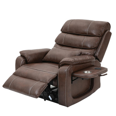 JIKFRIMA Power Lift Recliners Chairs for Elderly Adults Lay Flat Recliner with Heat & Massage, Wireless Charging Device, USB Ports, Cup Holder, Lumbar Pillow, 400Lbs(Faux Leather,Dark Brown)