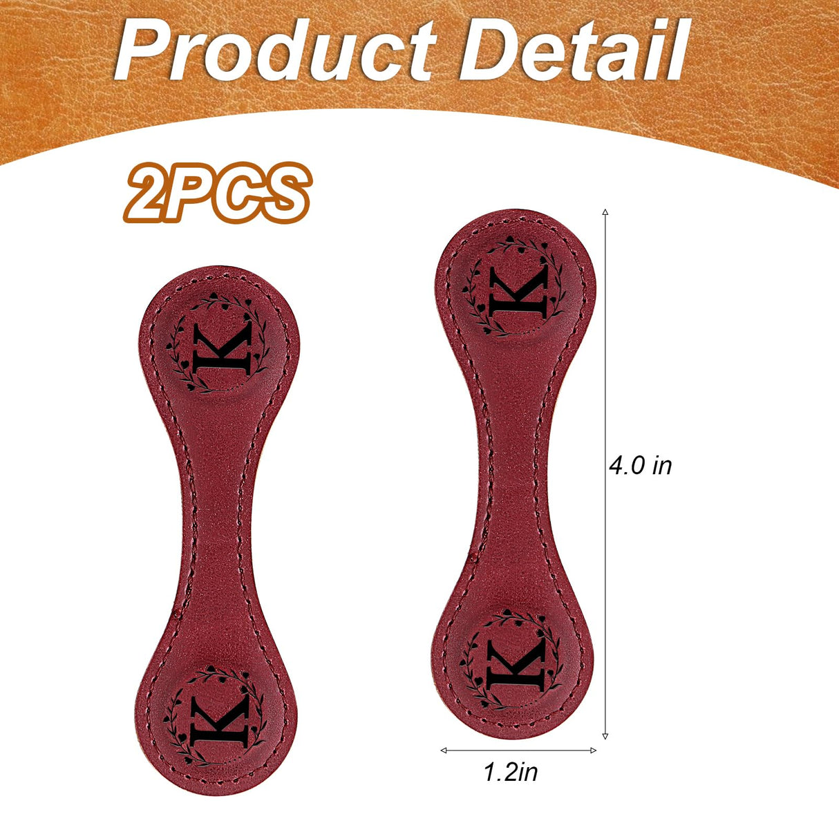 2PCS Magnetic Bookmarks, Magnetic Leather Bookmark with Initial, Double-Sided Magnetic Bookmarks for Women, Bookmark Clip Gift for Book Lover Readers Men Women Teachers Students, Book Accessories (K) Mity rain