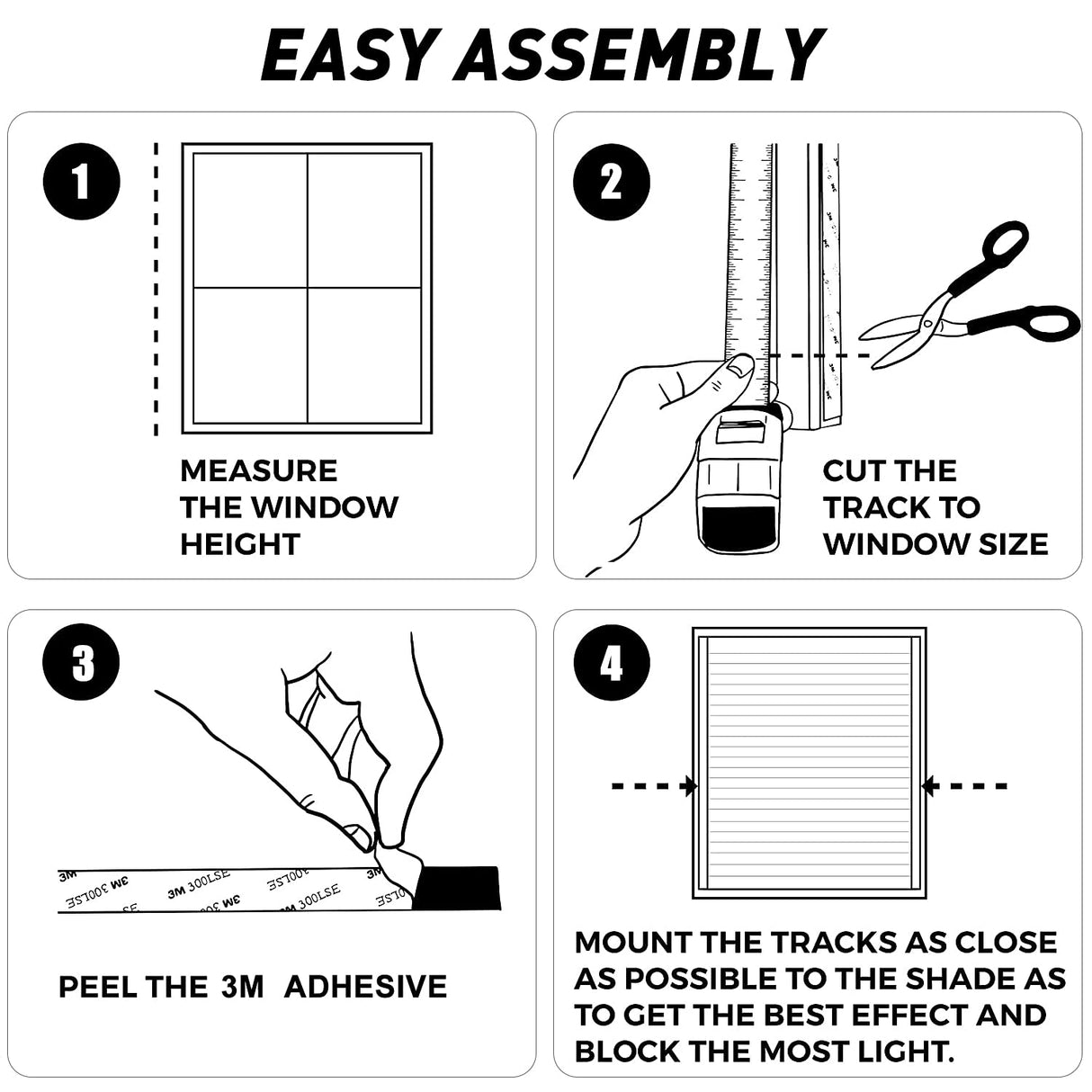 Keego 100% Blackout PVC Light Blocking Strips for Window Shades - Block Light Along The Sides of Blackout Blinds Great for Bedroom Nursery (White, 58.5", 2pcs) Keego