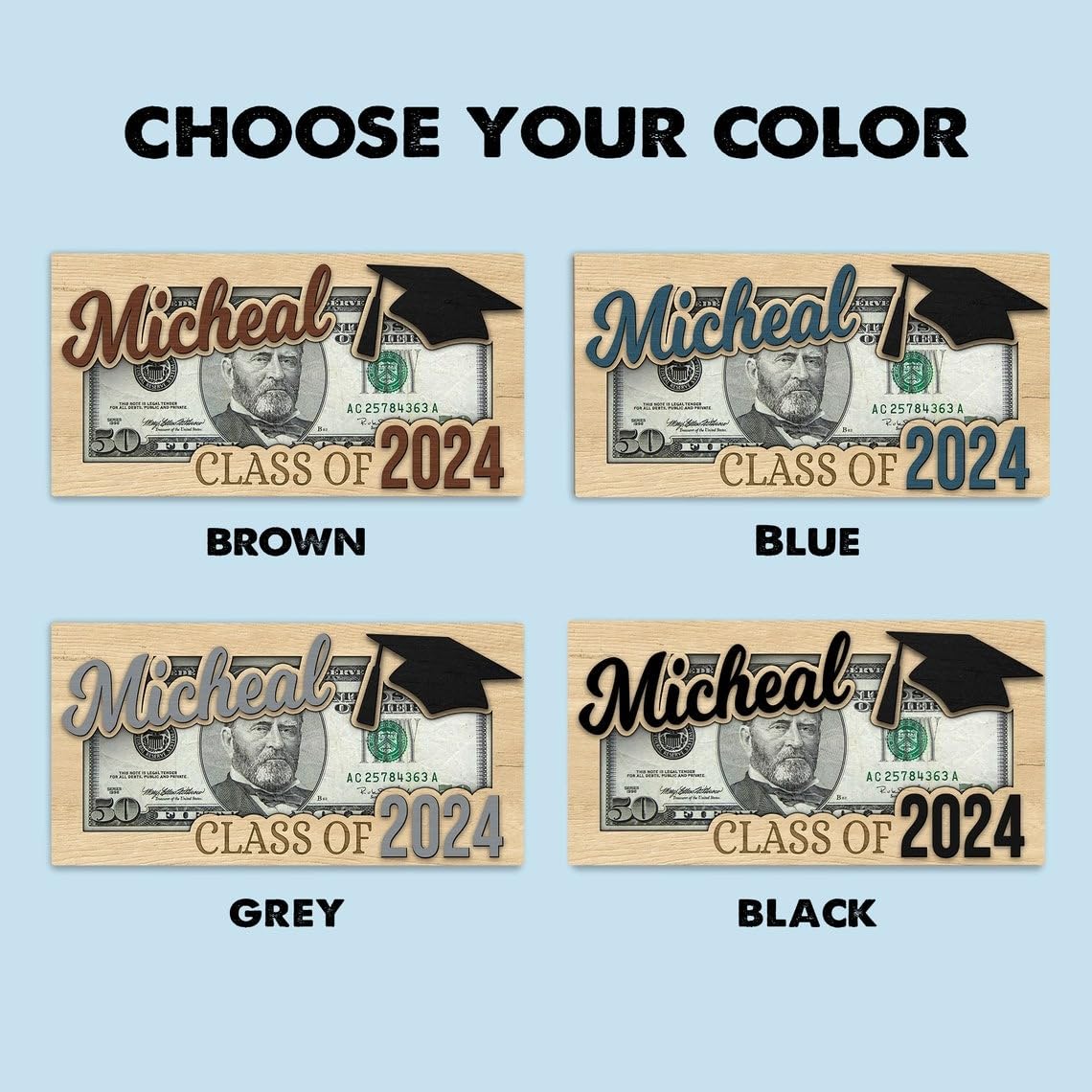 KindlyToys Personalized Graduation Money Holder - Graduation Gift Money Holder, Money Holder for Cash Gift Graduation - Wooden Money Holder, Unique Class of 2024 Graduation Gifts KindlyToys