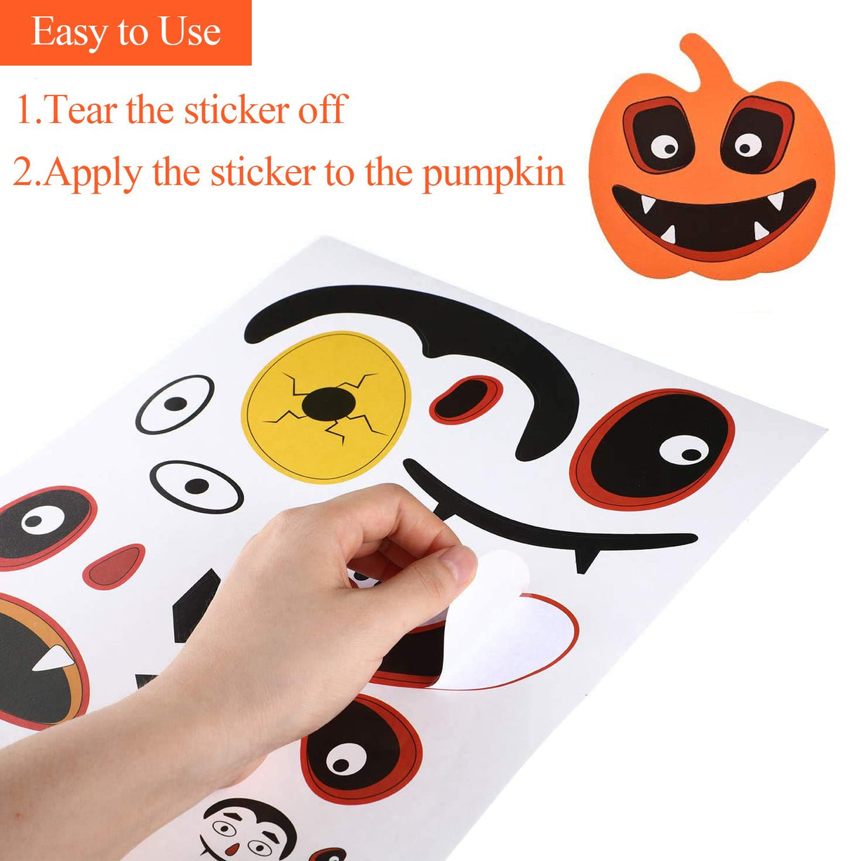 32 PCS Halloween Foam Pumpkin Craft Kit and Pumpkin Stickers for Halloween Kids DIY Craft Party Trick or Treat Party Favors Decorations (Cute Pumpkin) Taocco