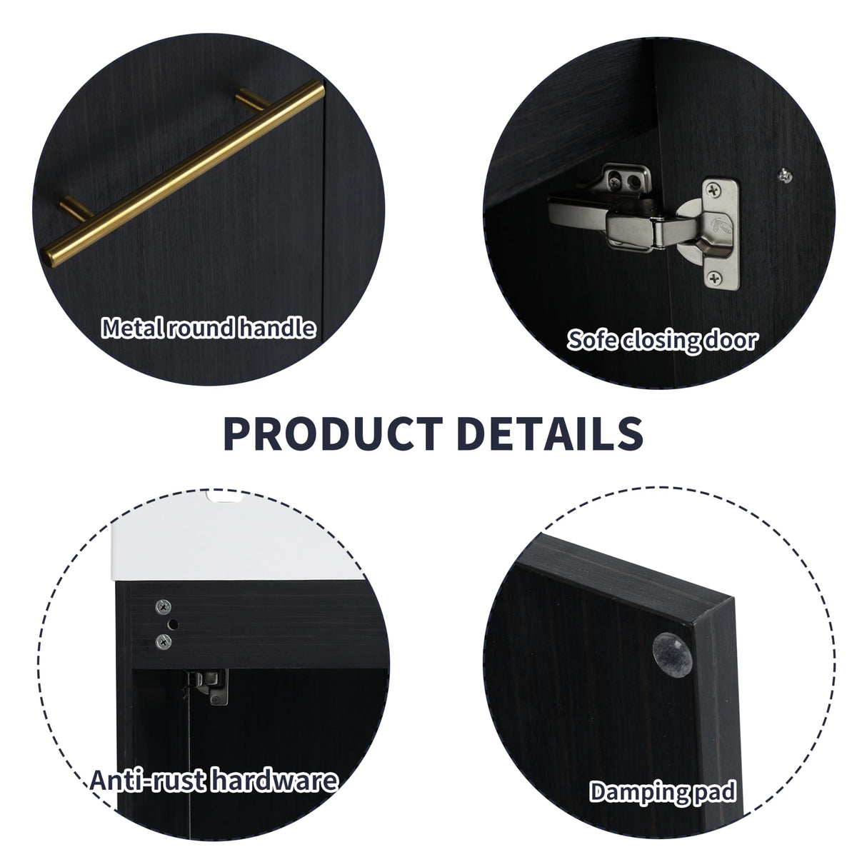 Minheola 60 inch Bathroom Vanity with Sink, Modern Double Sink Bathroom Vanity, Floating Bathroom Vanity with Thick Edged Resin Basin & Soft Close Doors, 60" Wall Mounted Black Bathroom Vanity Cabinet Minheola