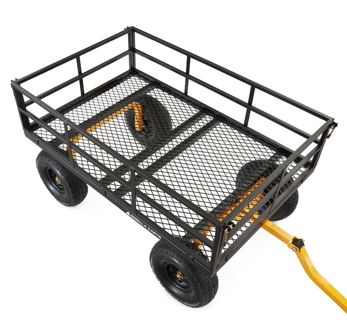 Gorilla Carts GOR1400-COM Steel Utility Cart, Heavy-Duty Convertible 2-in-1 Handle and Removable Sides, 12 cu ft, 1400 lb Capacity, Black Gorilla Carts