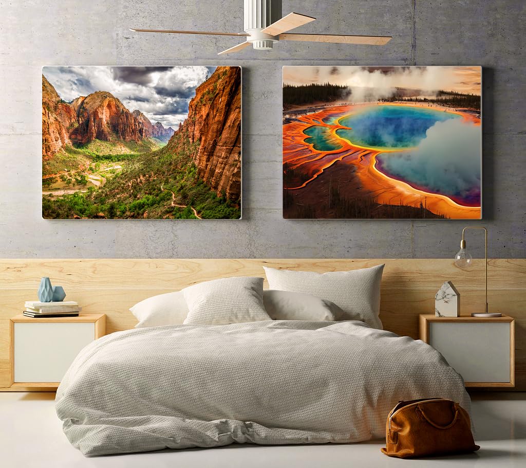 RECHIATO Jigsaw Puzzles for Adults,2 Pack Puzzles for Adults 1000 Pieces Zion National Park & Yellowstone National Park Puzzles, Landscape Yellowstone Puzzle RECHIATO