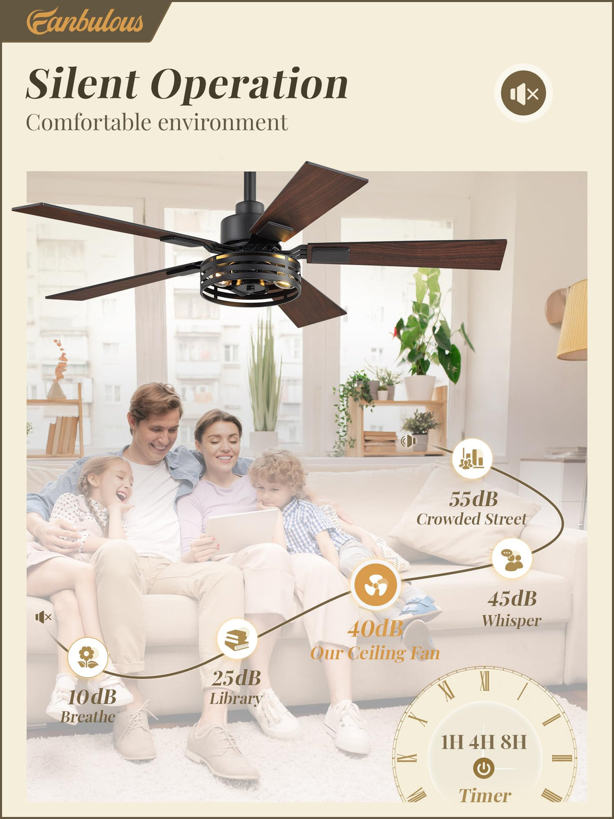 42 Inch Farmhouse Ceiling Fan with Lights 2 Pack, Rustic Black Ceiling Fans with Remote, 5 Dual Finish Blades, Quiet 6 Speed Reversible DC Motor, Caged Industrial Fan for Bedroom, Living Room, Patio Fanbulous