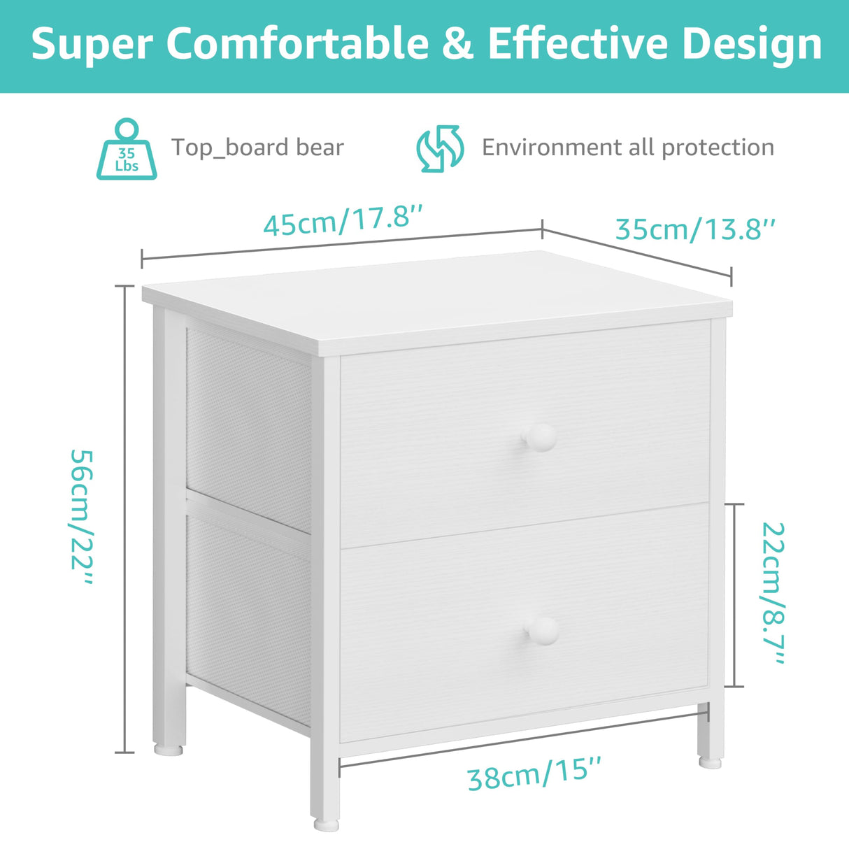 BOLUO White Nightstands Set of 2, 2 Drawer Dresser for Bedroom Night Stand Small Dresser End Table with Drawers Modern BOLUO