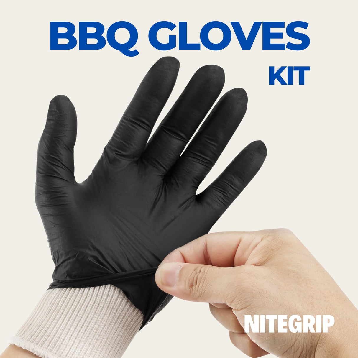 BBQ Gloves Set, 4 Cotton Glove Liners & 100 Disposable Nitrile Gloves, Heat Resistant Cooking Gloves, Nitrile Grill Gloves for Food Prep & Smoker, Guantes de Barbacoa Nitrilo Nite Grip