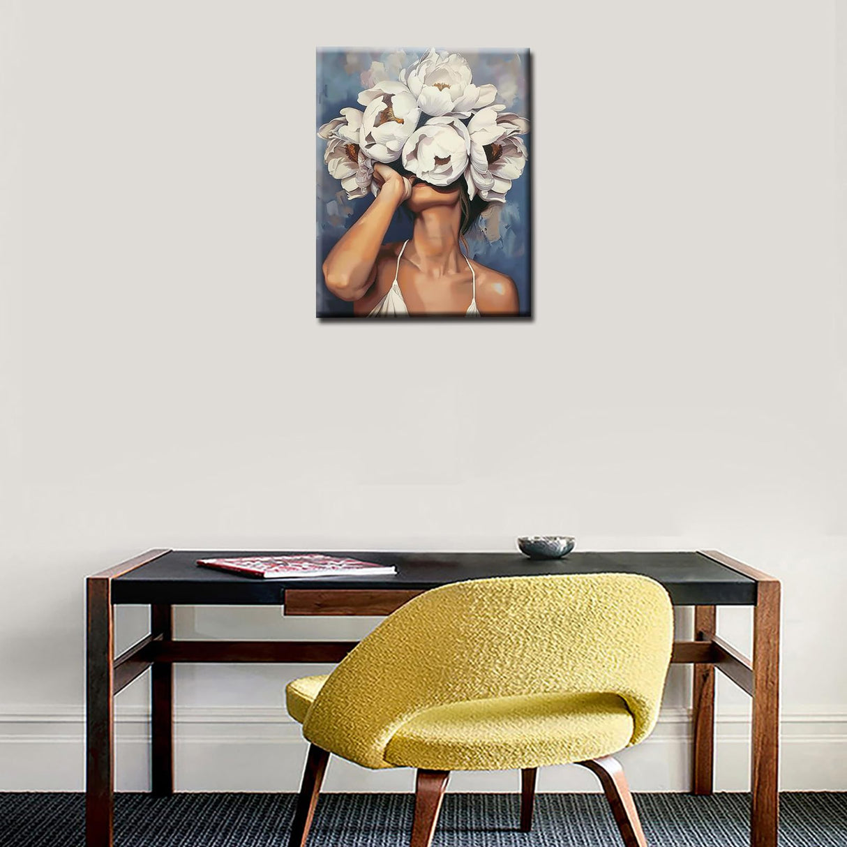 Tucocoo Female and Flower Painting by Numbers Modern Style Lady Head Flower Picture Acrylic Oil Painting Set Figure Lady Home Decor Paint by Numbers for Adults Beginner Without Frame-16''W x 20''H Tucocoo