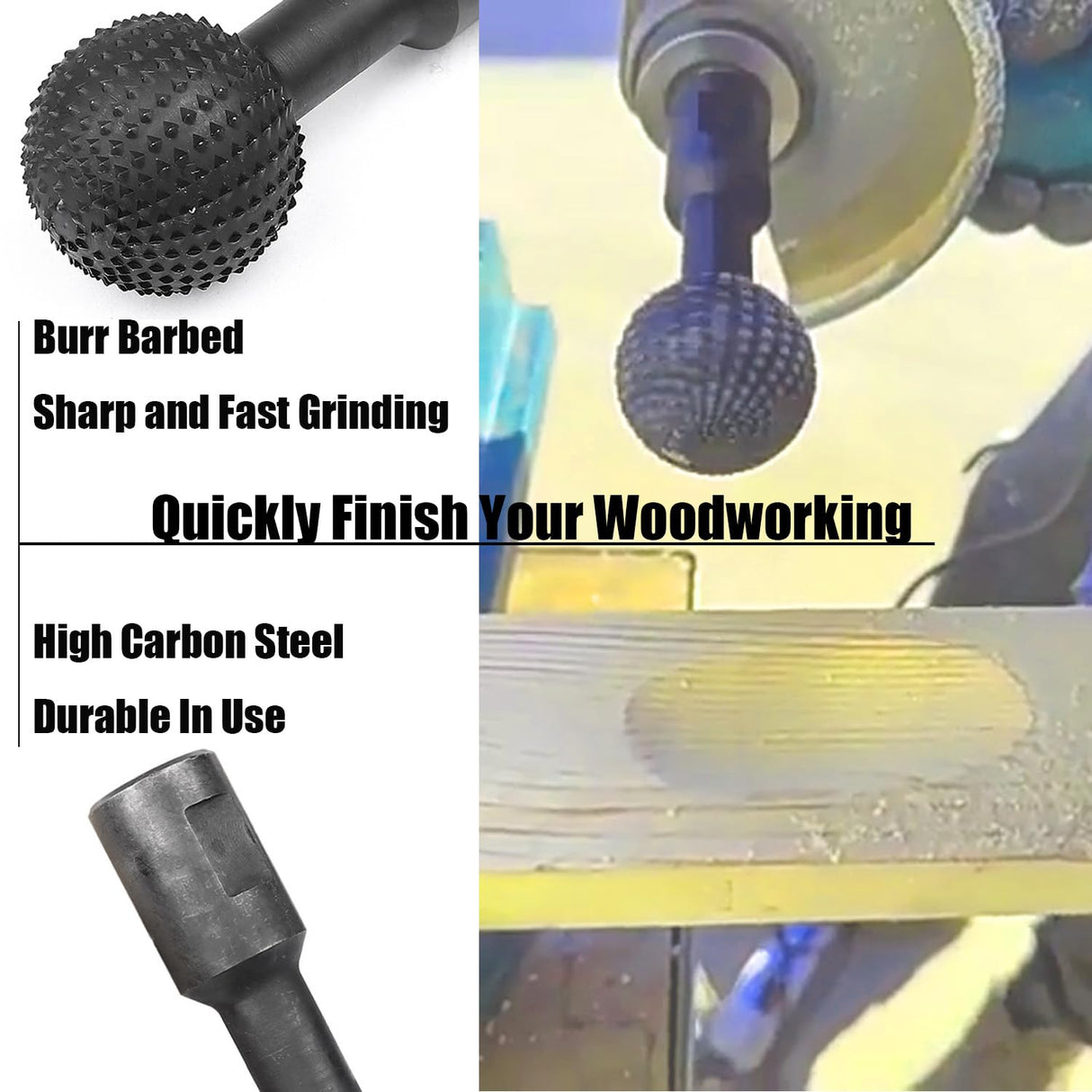 Sphere Rotary Burr, Ball Grinding Head, Sphere Rotary Burr with 5/8-11 Threads for 4 1/2 and 5 Inch Angle Grinder for Making a Bowl, Spoon or The Other Wooden Objects CESFRE