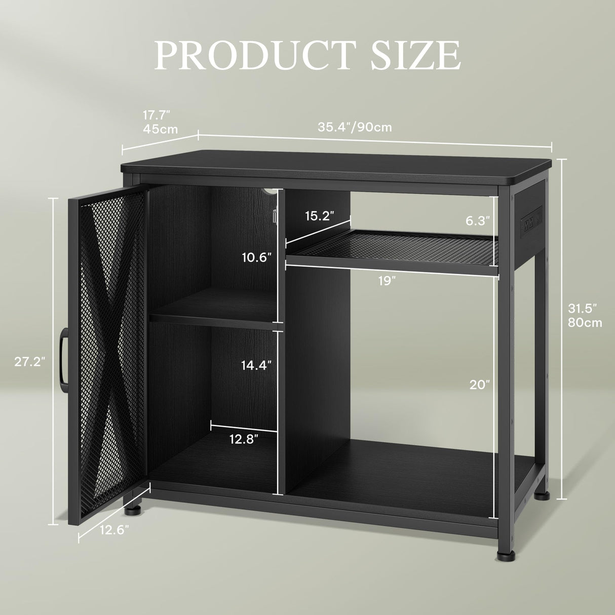 YITAHOME Fish Tank Stand with Power Outlets & LED Light, 40-50 Gallon Metal Aquarium Stand with Cabinet for Fish Tank Accessories Storage for Turtle Tank, Reptile Terrarium, 660LBS Capacity, Black YITAHOME