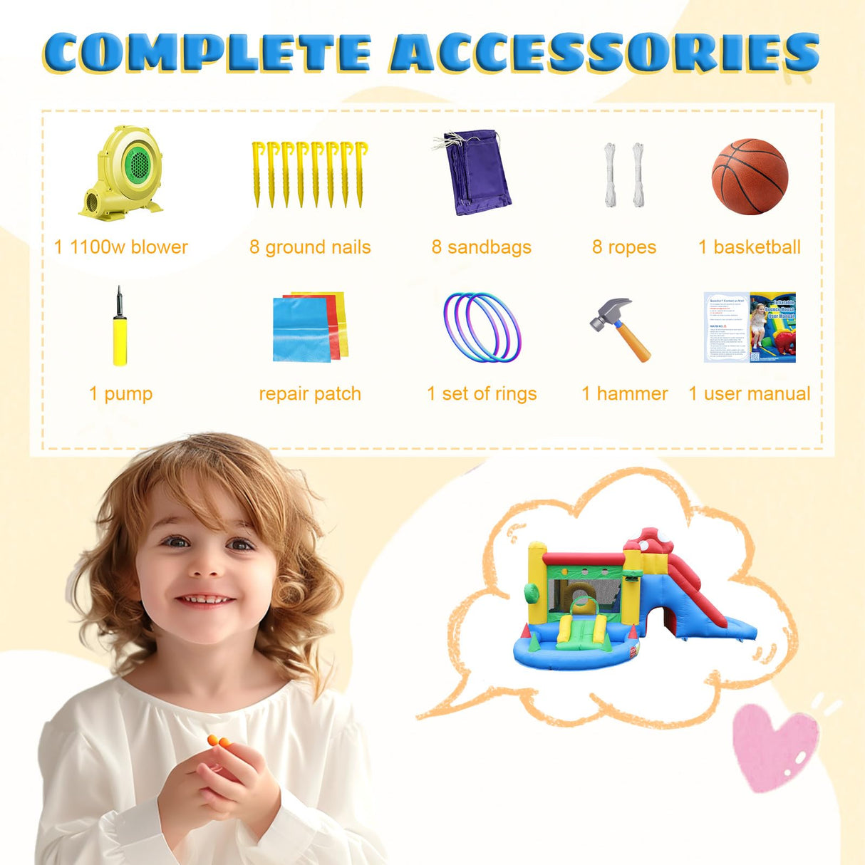 18FT Commercial Bounce House for Kids 5-12 Large,100% PVC Inflatable Bounce House for Adults, Double Slides, Ball Pit, Kids Large Bounce House, Outdoor Indoor Big Adult Bounce House w/Blower 18x15x9FT Relunch