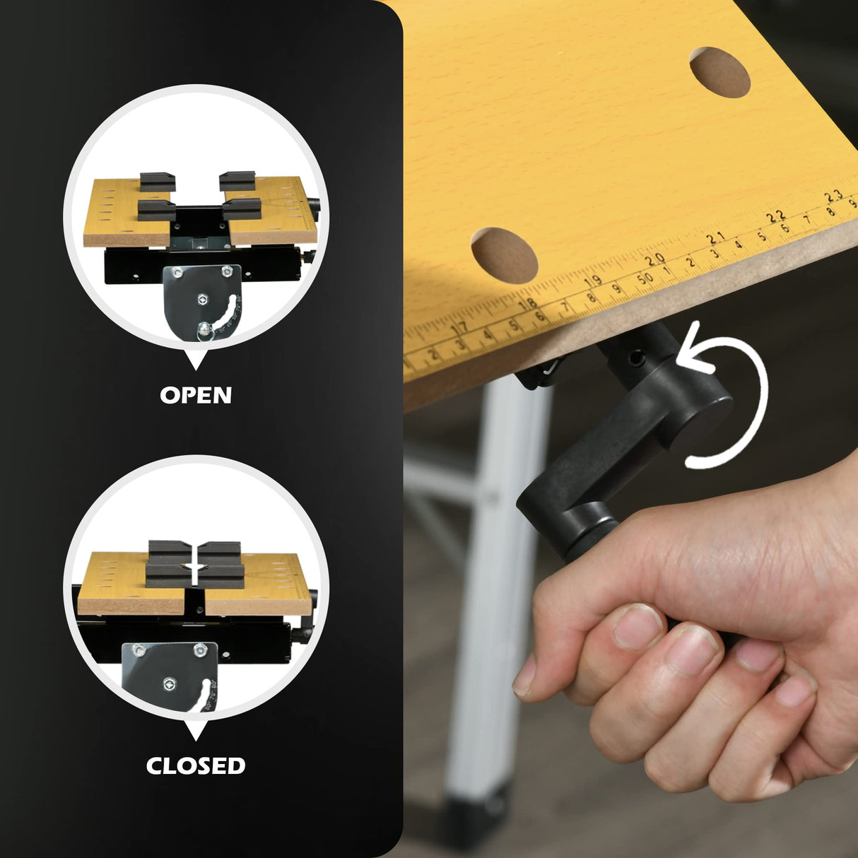 HOMCOM Work Bench Tool Stand with Adjustable Height and Angle, Carpenter Saw Table with 4 Clamps, Steel Frame, 220lbs Capacity HOMCOM
