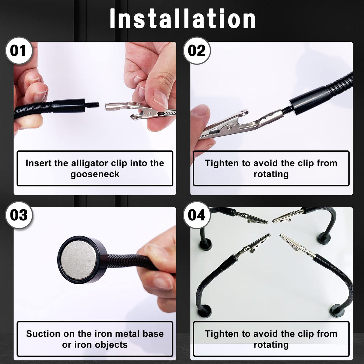 2 Pack Magnetic Helping Hands Soldering,Flexible Gooseneck Metal Arms for Automobile Electronics Soldering jewelry, Painting Art Crafts Hobby with Adjustable Alligator Clips Beclumas