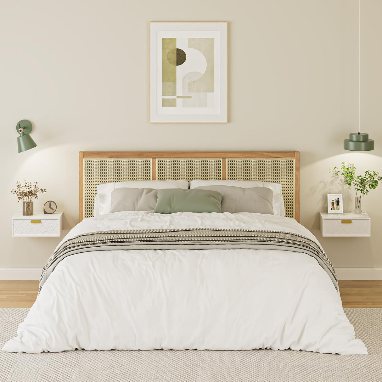 Aienvey Floating nightstand, Floating Shelf with Drawer, Wall Mounted Nightstand, Floating Bedside Table (White Diamond) Aienvey