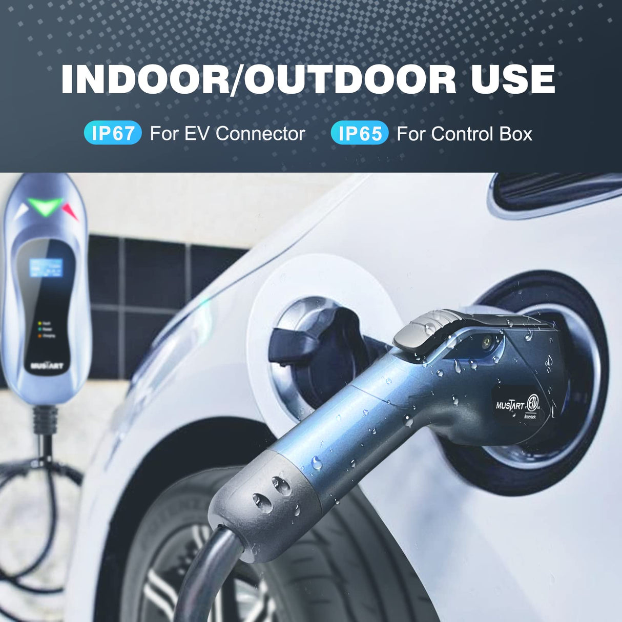 MUSTART Level 2 EV Charger, 40 Amp, 240 Volt, 25ft Cable, Electric Vehicle Portable Charger Plug-in EV Charging Station with NEMA 14-50P, ETL Certificated MUSTART