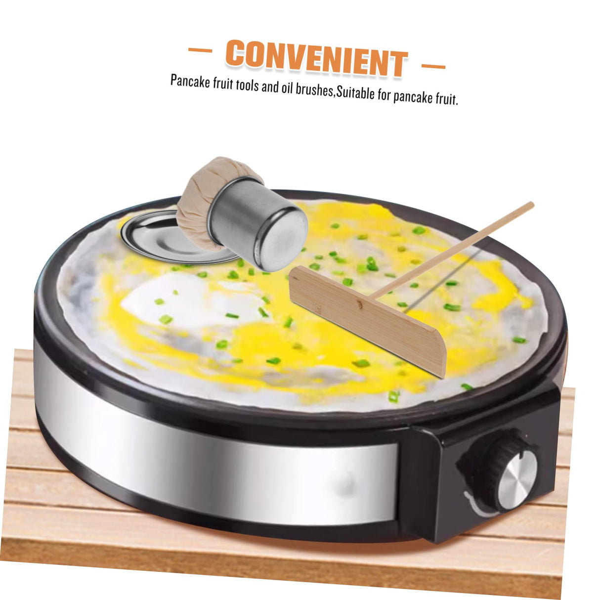 MERRYHAPY 1 Set Pancake Fruit Tool Dough Spreader Oil Brush for Cooking Dough Baking Scraper Crepe Spreader Stick Bbq Oil Mop Pancake Grease Brush Bbq Oil Brush Crepe Spreader Tool Cloth MERRYHAPY