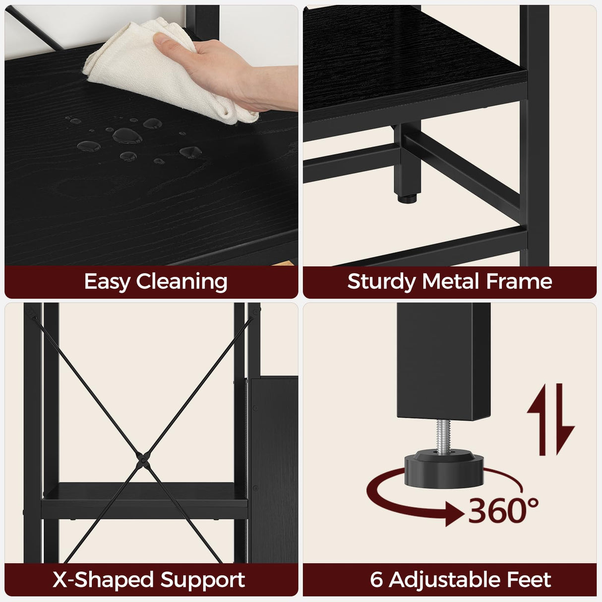 MAHANCRIS 40-50 Gallon Fish Tank Stand, Aquarium Stand with Power Outlet and Storage Cabinet, Heavy Duty Tank Stand Suitable for Turtle Tank, Reptile Terrarium, for Home Office, Black FTBK50E01 MAHANCRIS