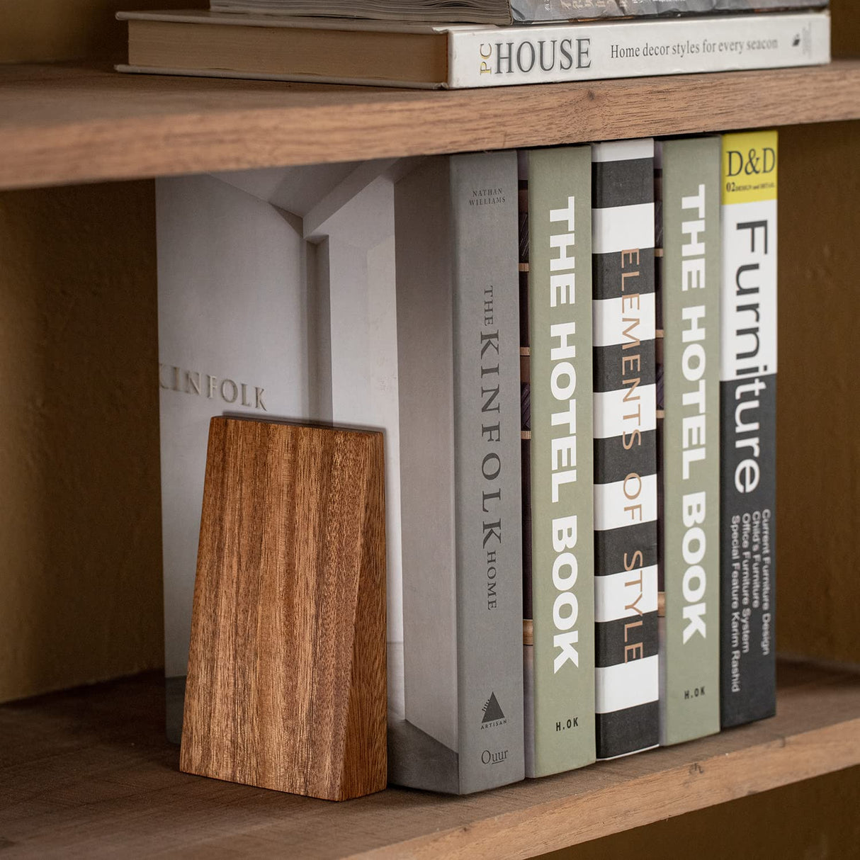 Muso Wood Book Ends, Thickened Wooden Bookends for Heavy Books, Creative Decorative Bookends for Shelves, Non-Skid Book Ends, Handmade Acacia Wood Bookends muso wood