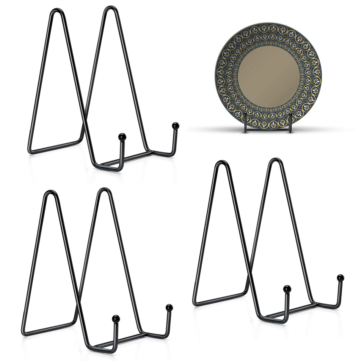 Kruodop 3 Pack 6 Inch Plate Stands for Display, Plate Holder Display Stand, Picture Frame Stand Black Metal Frame Holder Stands for Book,Small Easel,Decorative Plate,Photo and Platter,Tabletop Art Kruodop