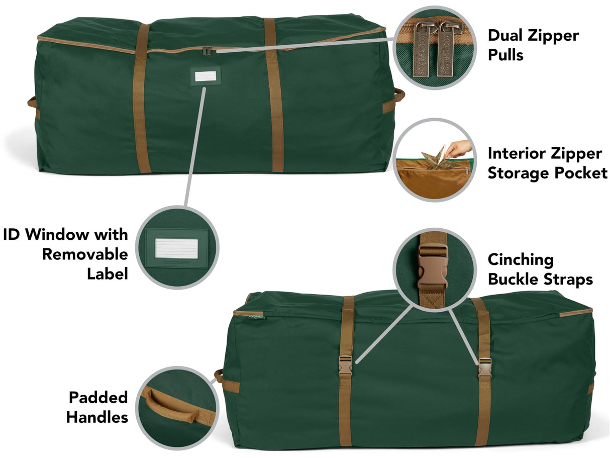 Covermates Keepsakes Christmas Tree Cinch Bag - Superior Protection, Cinch Straps, Fits Up To 9 to 11-Foot Tree - Holiday Storage, Green Covermates