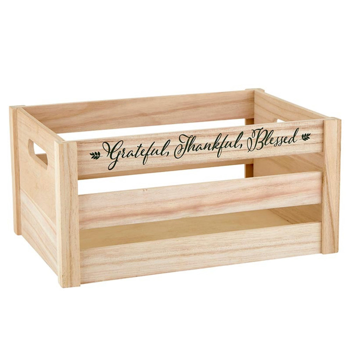 Storage Boxes - Heartfelt Collection - Set of 2 Farmhouse Style Nesting Wood Storage Crates, Small and Large, Grateful Heartfelt Collection