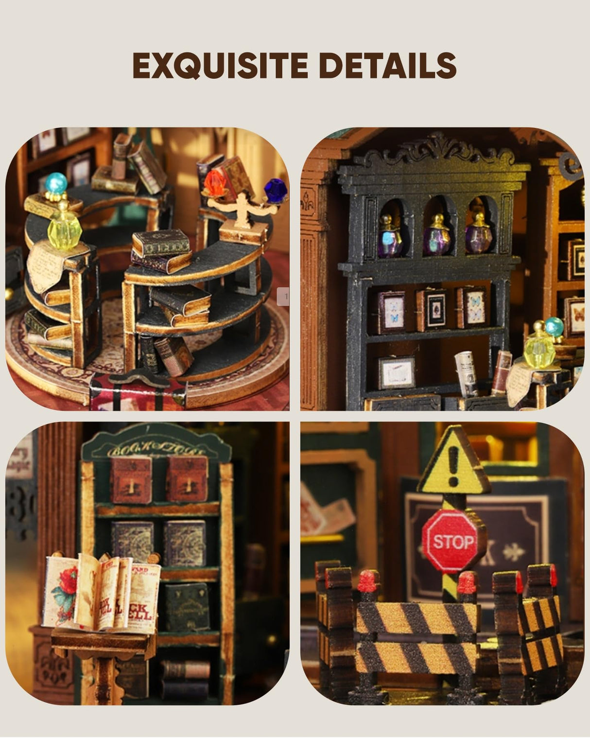 DIY Miniature House Kit, Mayberry Street Miniatures, Magic House Miniature kit, Model Building Craft Diorama Kit, Ideal Gifts for Birthday Easter Christmas(Magic Book Shop) Flybean