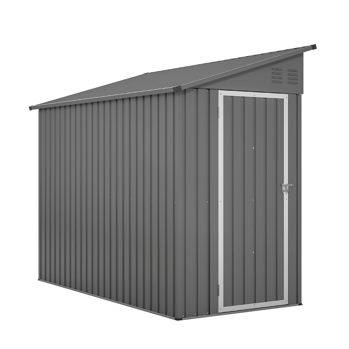 LZbeiteM Shed Lean to Storage Shed, Outdoor 4' x 8' Metal Wall Side Storage Sheds & Outdoor Storage, Garden Storage Cabinet for Backayrd, Patio and Outdoor Use,Grey LZBEITEM